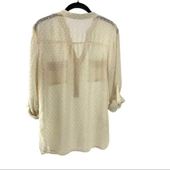 Stitch Fix Ellison Swiss Dot top ivory blouse -M - Picture 6 of 17